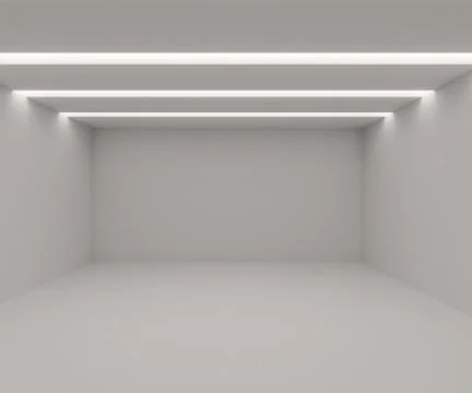 White empty room with lights. 3d rendering Stock Illustration