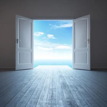 White empty room with opened door Stock Illustration