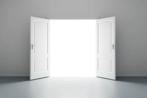 White empty room with opened door Stock Illustration