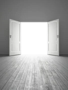 White empty room with opened door Stock-Illustration