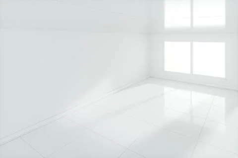 The white empty room with sunlight coming from the window, 3d rendering. Ilustración de archivo
