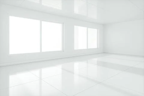 The white empty room with sunlight coming from the window, 3d rendering. Illustrazione stock