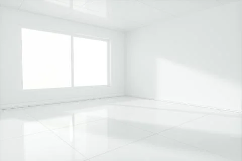 The white empty room with sunlight coming from the window, 3d rendering. Ilustración de archivo