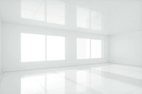 The white empty room with sunlight coming from the window, 3d rendering. Ilustración de archivo