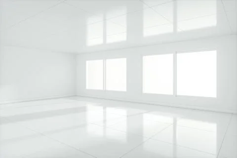 The white empty room with sunlight coming from the window, 3d rendering. Ilustración de archivo