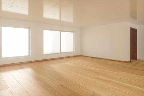 The white empty room with sunlight coming from the window, 3d rendering. Ilustración de archivo