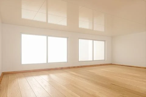 The white empty room with sunlight coming from the window, 3d rendering. Ilustración de archivo