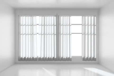 White empty room with white flat walls without textures, white parquet floor  イラスト素材