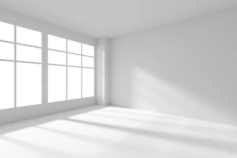 White empty room with windows and sunlight Stock Illustration