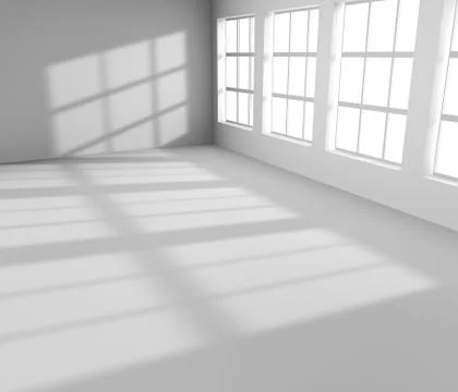 White empty room with windows Illustrazione stock