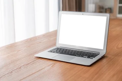 White empty screen on modish computer for your design mock up Stock Photos