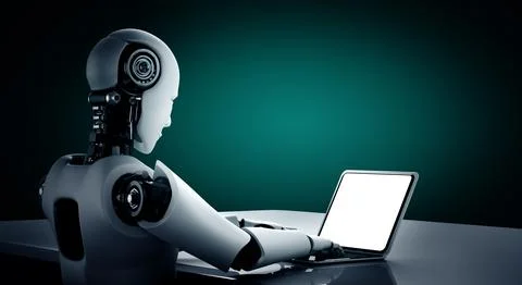 White empty screen on modish computer for your design mock up Stock Photos