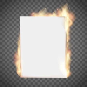 White empty sheet of paper on fire Stock-Illustration