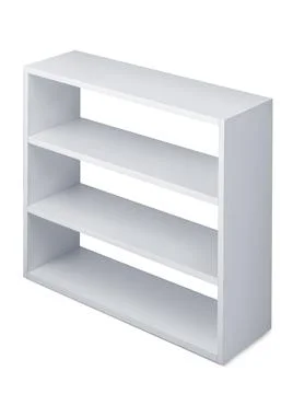 White empty shelf store mockup. isolated on white background Foto stock