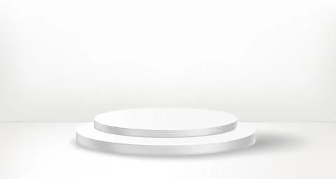 White empty stage with round showcase. 3d vector illustration Stock Illustration