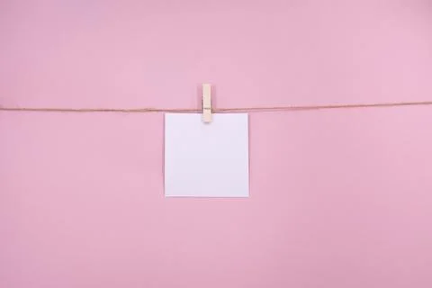 White empty sticky note on PINK background Stock Photos