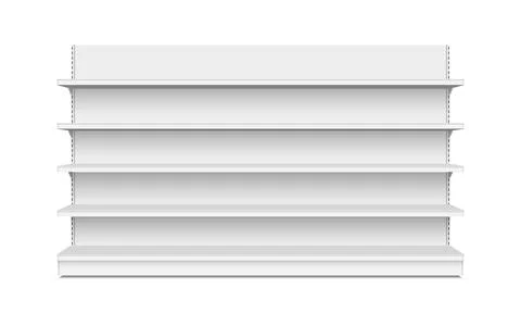 White empty store shelf rack mockup front. front view Product shelves 库存插图