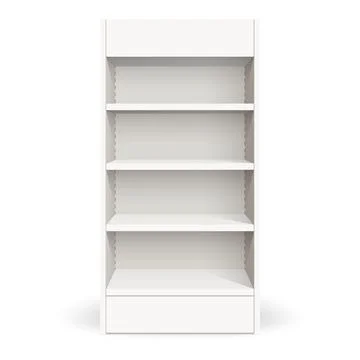 White empty store shelf rack mockup front. Product shelves counter design Stock Illustration