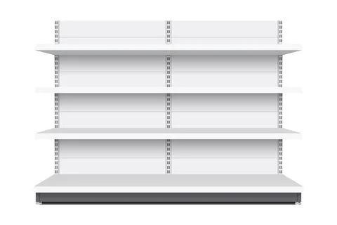 White empty store shelf rack mockup front. Stock Illustration