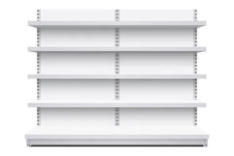 White empty store shelf rack mockup front. Stock Illustration