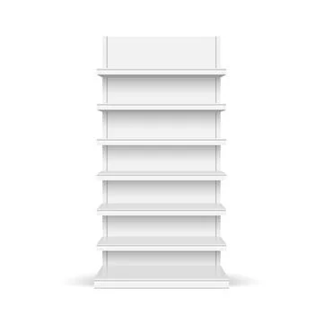 White empty store shelf rack mockup front. Front view product shelves イラスト素材