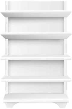 White empty supermarket retail store shelves isolated on white background vector Stock Illustration