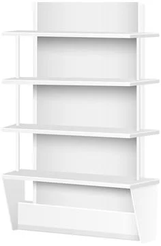White empty supermarket retail store shelves isolated on white background vector Stock Illustration