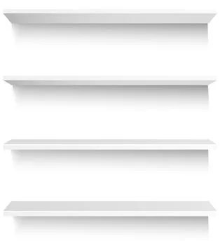 White empty supermarket retail store shelves isolated on white background vector Stock Illustration