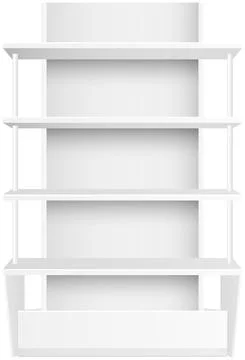 White empty supermarket retail store shelves isolated on white background vector Stock Illustration
