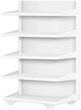 White empty supermarket retail store shelves isolated on white background vector Stock Illustration