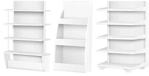 White empty supermarket retail store shelves isolated on white background vector Stock Illustration