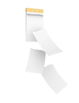 White empty tear-off calendar with three detached sheets. Isolated Stock Illustration