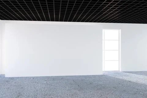 White emty office interior with large windows. 3d rendering Illustrazione stock