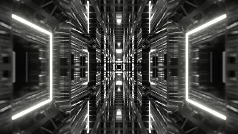 White Endless Tunnel into Digital Background VJ Loop in 4K Stock Footage 310777367
