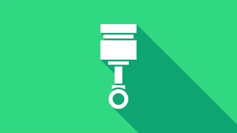 White Engine piston icon isolated on green background. Car engine piston sign 動画素材 146976336