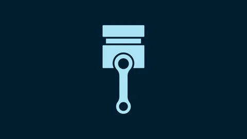 White Engine piston icon isolated on blue background. Car engine piston sign. 4K 動画素材 230027687