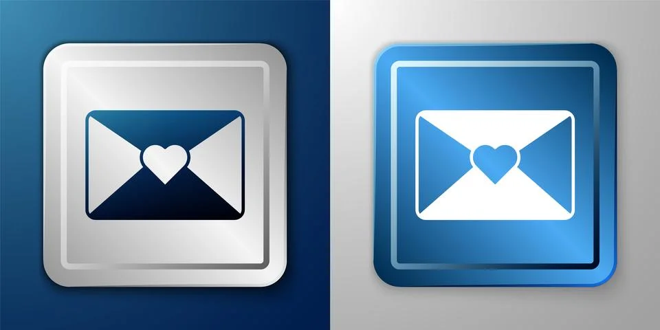 White Envelope with 8 March icon isolated on blue and grey background. Mess.. Stock Illustration