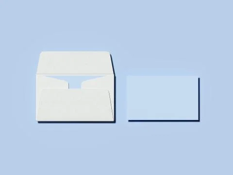 White envelope and blank sheet. 3d rendering Illustration