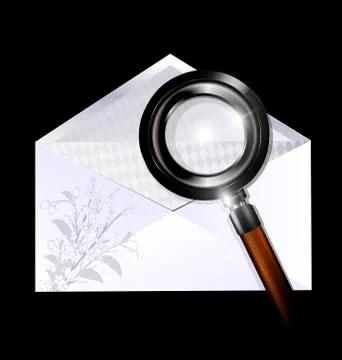 White envelope and magnifier Stock Illustration