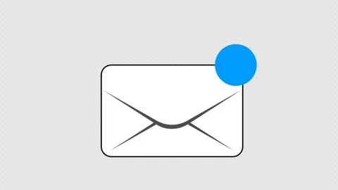 White envelope animation with a pulsing blue notification circle Stock Footage 333673050