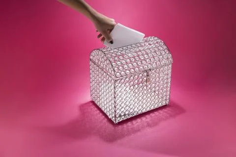 White envelope in the beautiful box made of stones Stock Photos