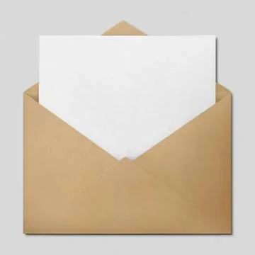 White Envelope with Blank Orange Sheet of Paper Inside Stock Photos