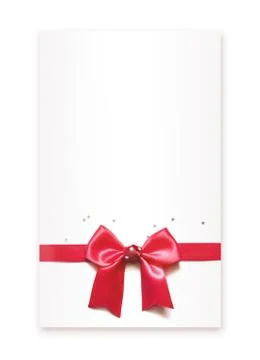 White envelope with bow on white background. Stock Photos
