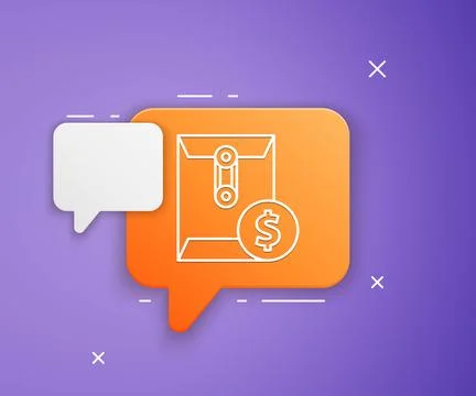White Envelope with coin dollar symbol icon isolated on purple background. .. Illustrazione stock