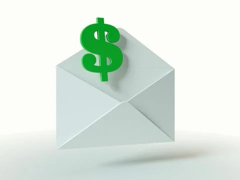White envelope with dollar symbol mark. Illustrazione stock