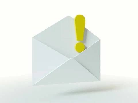 White envelope with an exclamation mark. 스톡 일러스트