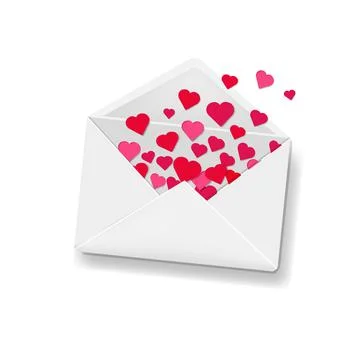 White Envelope With Hearts Background Stock Illustration