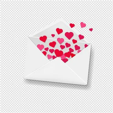 White Envelope With Hearts Transparent Background Stock Illustration