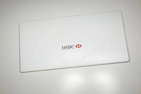 White envelope with HSBC logotype on it - Hongkong and Shanghai Banking Stock Photos