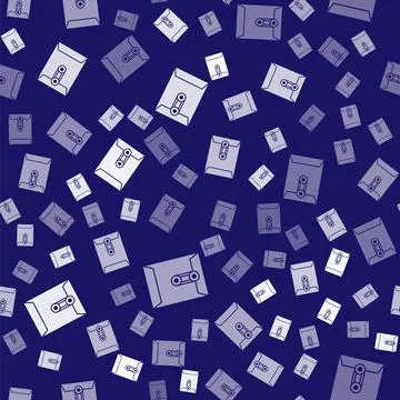 White Envelope icon isolated seamless pattern on blue background. Email message Stock Illustration
